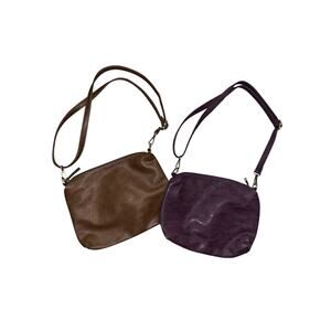 NEW JOY SUSAN BUNDLE Crossbody Purse Maroon & Brown Suede and Pebble Leather